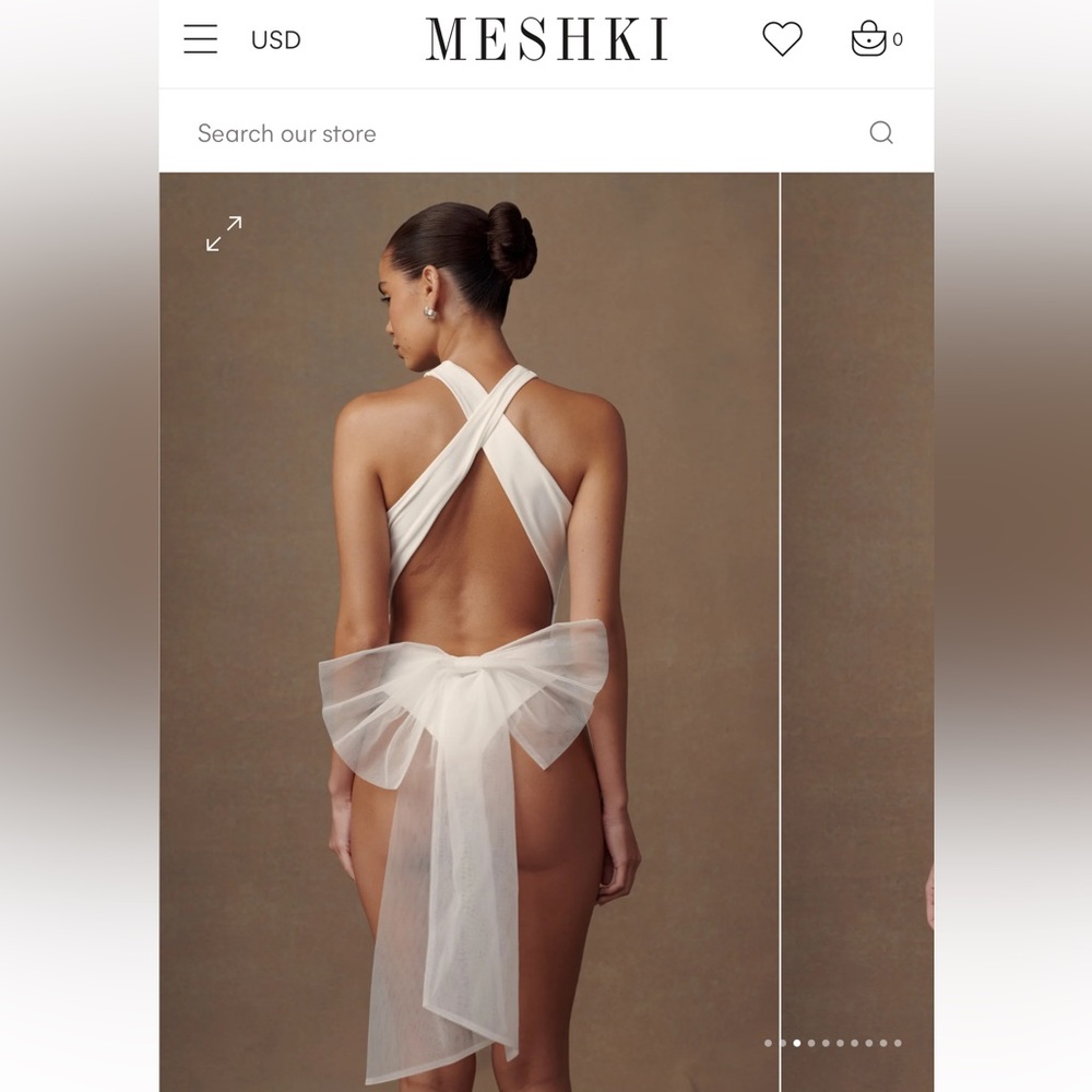 Meshki WYLLA Tulle Bow One Piece - White - bridal/bachelorette swimsuit/bikini